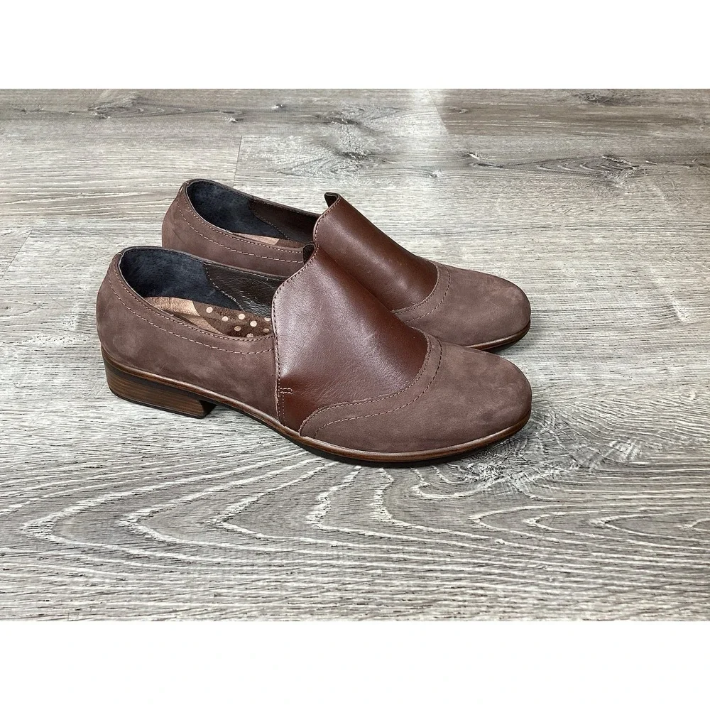 Naot Angin Velvet Womens 39 8 Brown Leather Slip On Casual Comfort Loafers Shoes